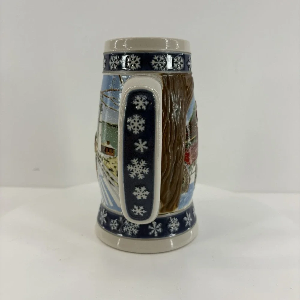 Budweiser Clydesdales Holiday Collectible Beer Stein Lot Of 2‎ Handcrafted